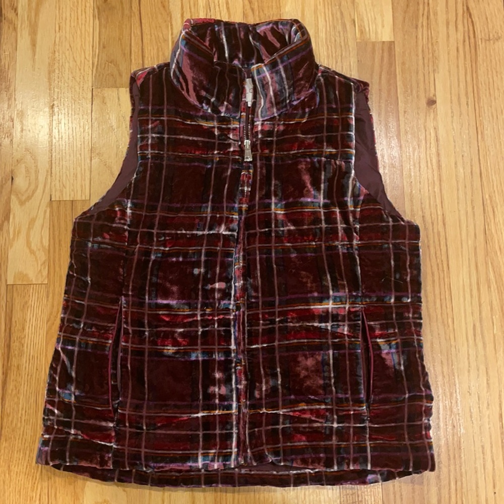 Velvet plaid vest LOFT size small